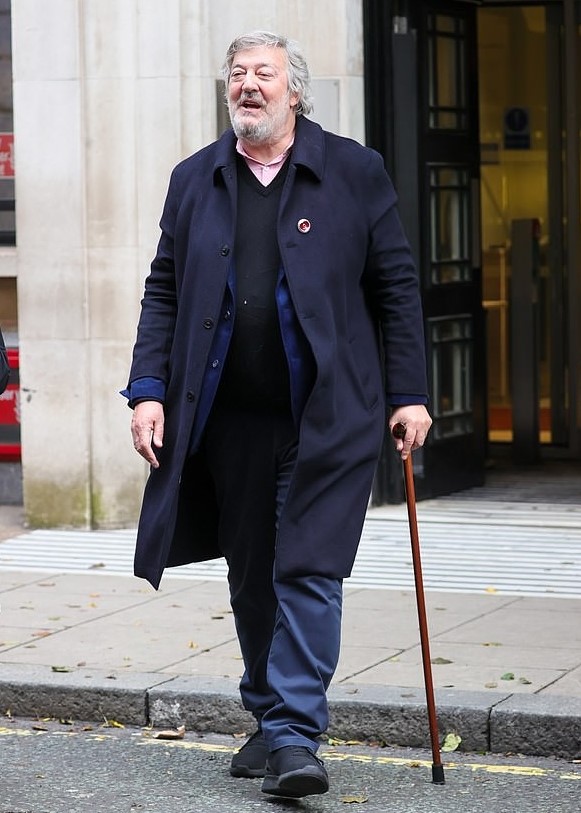 Spotted: Stephen Fry with a Classic Canes amber-effect orthopaedic cane